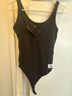 Calvin Klein Jeans Black Henley Snap Bodysuit